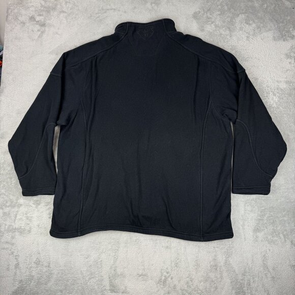 HARLEY DAVIDSON MOTORCYCLES Mens Fleece Thermal 1/4 Zip Black Pullover Mockneck - Picture 3 of 9